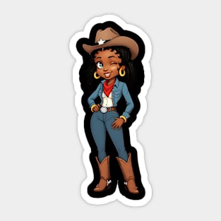 Black Cowgirl Winking Sticker